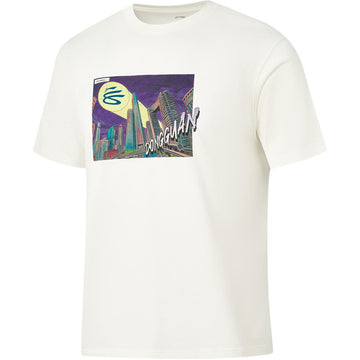 Li Ning Curry China Collection T Shirts Men's Ivory Dongguan Crew Neck Moderate