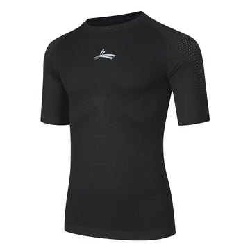 Ribbed Knit Compression Short-Sleeve Shirt