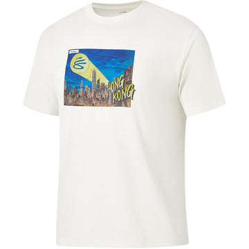 Li Ning Curry China Collection T Shirts Men's Ivory Hong Kong Crew Neck Moderate