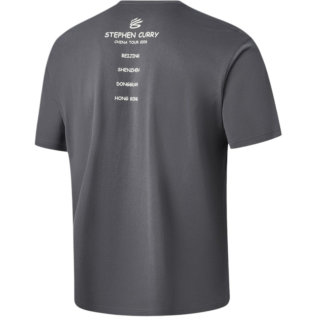 Li Ning Curry China Collection T Shirts Men's Meteorite Gray Beijing Crew Neck Moderate