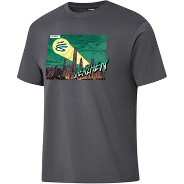 Li Ning Curry China Collection T Shirts Men's Meteorite Gray Shenzhen Crew Neck Moderate