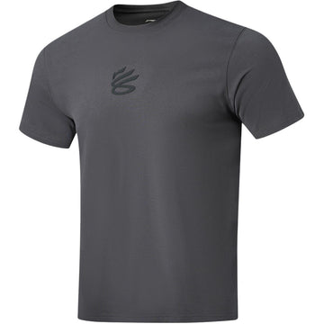 Li Ning Curry China Collection T Shirts Men's Meteorite Gray Crew Neck Moderate