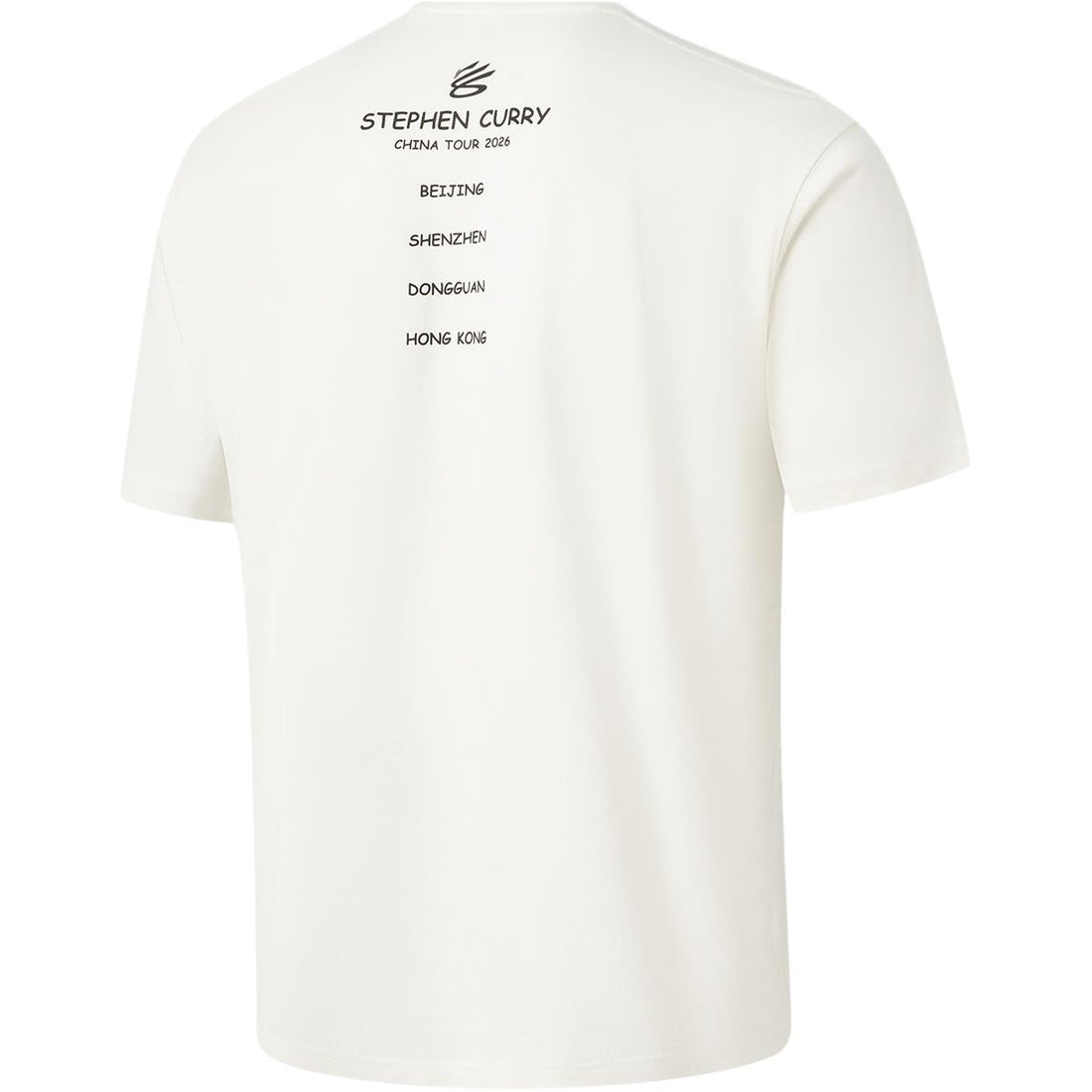 Li Ning Curry China Collection T Shirts Men's Ivory Shenzhen Crew Neck Moderate Straight Fit